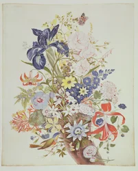 Flores mixtas en una cornucopia, c.1768